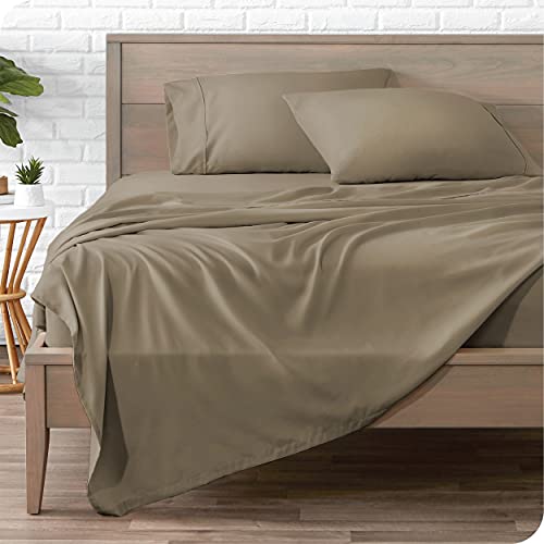 Bare Home Full XL Sheet Set - Premium 1800 Ultra-Soft Microfiber Full Extra Long Bed Sheets - Double Brushed - Full XL Sheets Set - Deep Pocket - Bedding Sheets & Pillowcases (Full XL, Taupe)