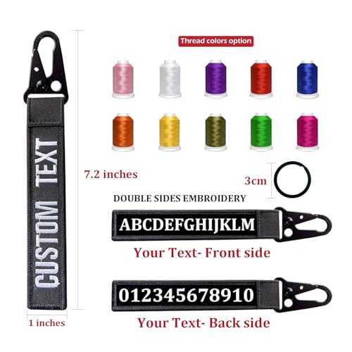 Personalized keychain, Custom Double Sided Embroidery Luggage Tags, Keychain Tag with Text/Number, Keyring Accessories For Rooms Motorcycle Car Backpacks