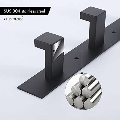 Kes Coat Hooks Towel Hook Rack 3 Hooks Set Hook Rail Wall Mount Sus 304 Stainless Steel Matt Black, Ah210H3Dg-Bk #TOP5