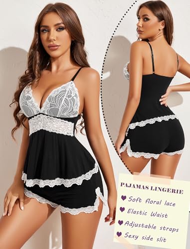 Image of Avidlove Womens Sweetness Cami Set Lace Camisole Lingerie Nightwear Sexy Pajamas Lounge Sets