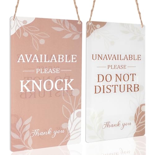 Qianyu Putuo Decor Please Do Not Disturb Sign Available Please Knock Acrylic Door Sign Double Sided Reversible Hanger Plaque for Office Business Clinic Restroom Decor 7.9x3.9'' Door Signs