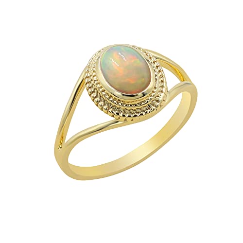 Bague de promesse en or et opale éthiopienne ovale, le cadeau idéal pour elle