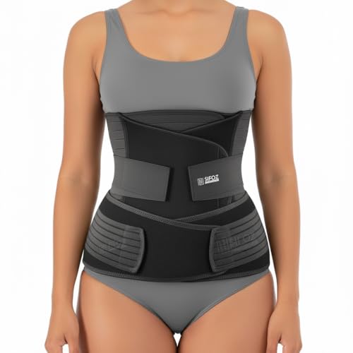 Image of Sifoz 3 in 1 Postpartum Support - Recovery Belly Belt Free Size Abdominal Support for post Delivery, Slimming Waist, Lower Back Pain, Tummy Reduction Belt For Belly After Delivery C-Section (Gray)