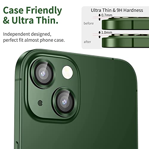 Image of V Mobite inchCamera Lens Protection Ring Compatible with iPhone 13 / iPhone 13 Mini, Aluminum Alloy Metal Camera Lens Protector, Scratch Resistant Lens Guard Cover with Anti-Fingerprint Coating, Case Friendly Easy Installation inchGreen