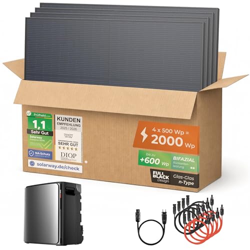 Solarway Balkonkraftwerk 2000Wp / 800W mit 3,8 kWh EcoFlow STREAM...