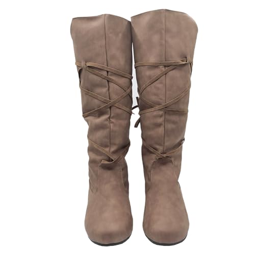 Image of Unisex Renaissance Boots Men's Medieval Cosplay Boots Women Halloween Vintage Stage Pirate Viking Tied Boots Shoes
