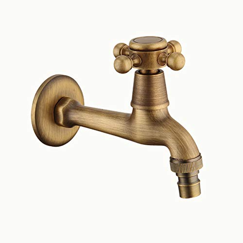 CZ Vintage Wall Mounted Sink Brass Taps Washing Machine Garden Patio Bib Cock-image-27