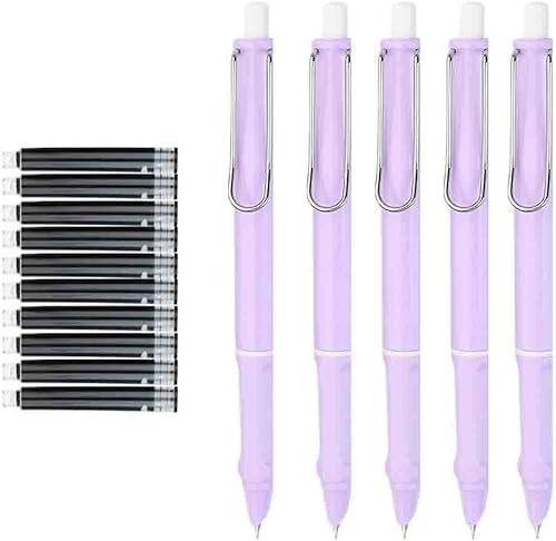 5 bolígrafos estilográficos retráctiles con 10 cartuchos de tinta negra, juego de bolígrafos de caligrafía de punta extrafina de 0.015 in para