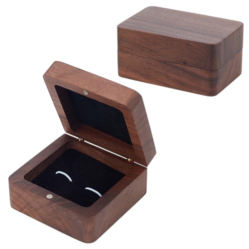 PLIGREAT Caja de gemelos de madera de nogal vintage de 2 piezas, pequeños gemelos de madera rústicos, caja de regalo para hombres, gemelos cuadrados, caja de almacenamiento de exhibición