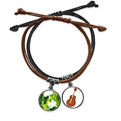 Pulsera de cuerda ajustable que no aprieta la muñeca con dijes de sol y guitarra