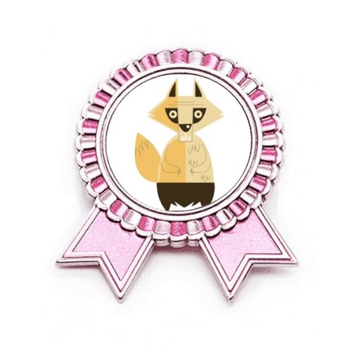 Broche Fox Fear Halloween Happy Rose en métal M - Médaille de récompense festive