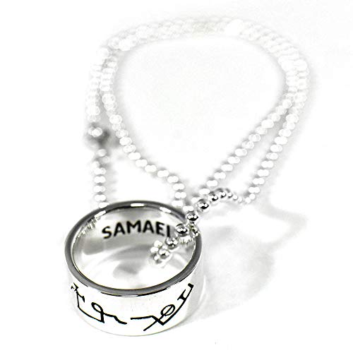 【PETER STONE】ソロモン王の鍵 大天使サマエル（SAMAEL）の護符 リング型（１８号） ペンダント ボールチェーン（２．５ｍｍ×４５ｃｍ）付
