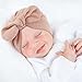 AQOKKA Newborn Baby Girl Hats with Bow Cotton Toddler Infant Beanie Cap Newborn Hospital Hats for Baby Girl Kid 0-12 Months