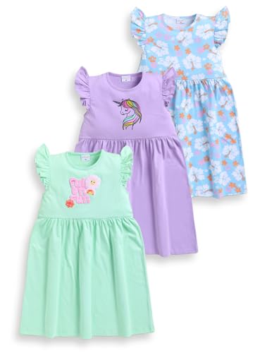 MI Kidz Pure Cotton Frock Dress |Girls Knee-Length Casual Dress|K...