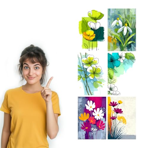 Image of SiddArtify Floral Botanical Wall Art Prints Set - Watercolor Flower Poster Decor for Living Room Bedroom Office - 12x18 inch Sticker Pack of 6