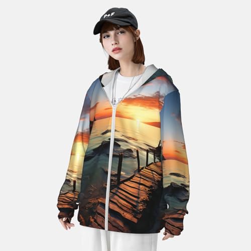 Chaqueta para hombre con protección solar UPF 50+ manga larga con capucha miniatura 4