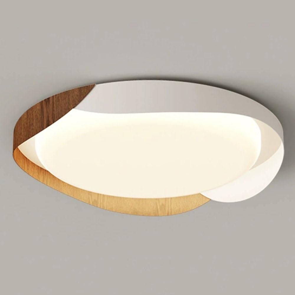 JXYDJH Flush Mount Ceiling Light, 19.7 Inch Modern LED Light Fixtures Ceiling Mount White Metal Acrylic Shade 36W Walnut Color Round Ceiling Lighting Fixture for Bedroom Hallway Kitchen - Dimmable