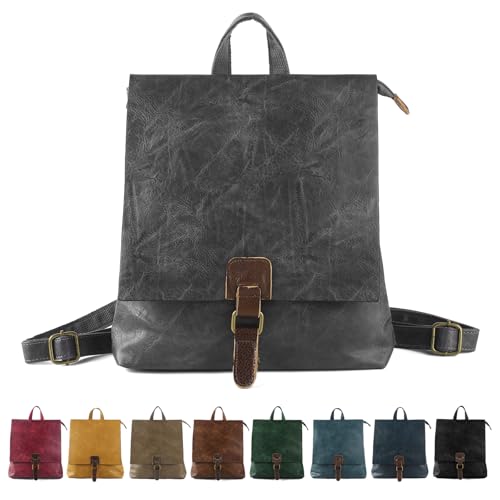 Image of Women's Fashion Backpack Purse Multipurpose Design Convertible Satchel Handbags Shoulder Bag Travel bag (Grey)
