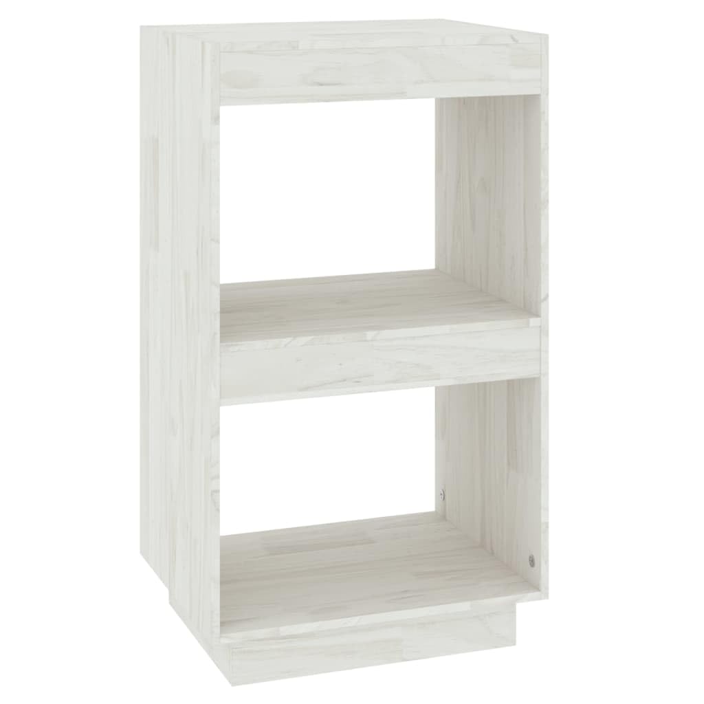 Regał na książki, biały, 40 x 35 x 71 cm, lite drewno sosnowe, przechowywanie DVD + regał na płyty CD, ścianka działowa do biura, salonu, regał na książki