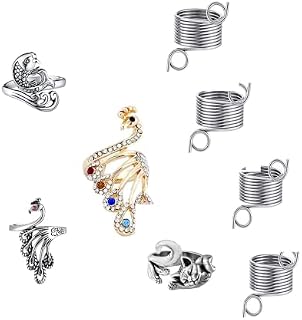 Vokowin 8 Pcs Adjustable Knitting Crochet Loop Ring Set, Rings Open Finger Holder, Crochet Knitting Loop Accessories Shape Yarn Guide Holder for Hand Weaving Hook Line Supplies (K63-8)