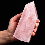 AMOYSTONE Rose Quartz Obelisk Tower Large Healing Crystal Wand Point 6 Faceted Reiki Chakra...