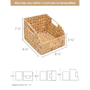 StorageWorks Pantry Baskets for Organizing, Wicker Baskets with Built-in Handles, Handwoven Wicker Storage Baskets, Water Hyacinth for Shelves, 2 Pack StorageWorks Pantry Baskets for Organizing Wicker Baskets with Built in Handles Handwoven Wicker Storage Baskets Water Hyacinth for Shelves 2 Pack
