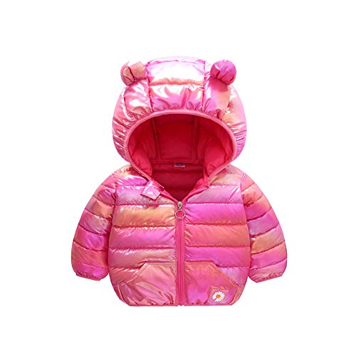 Ouduo Enfant Veste Manches Longues Léger Blousons Doudoune à Capuche Hiver Bébé Filles Garçons Parkas Manteau Chaud Vêtements d'extérieur Légers Tenues (Rouge,90# (80-90cm)) Cover