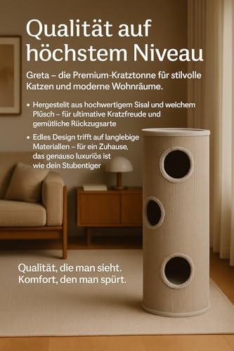 kratztonne für Katzen – Flamingo Greta L – 100 cm – Ø 38 cm – Sisal & Plüsch – geräumig