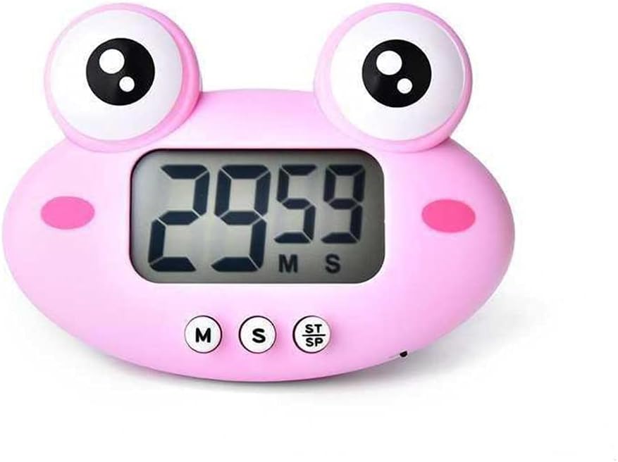 キッチンタイマー プラスチックキッチンタイマーかわいいカエルの手動タイマーキッチンの調理学習教師 ピンク