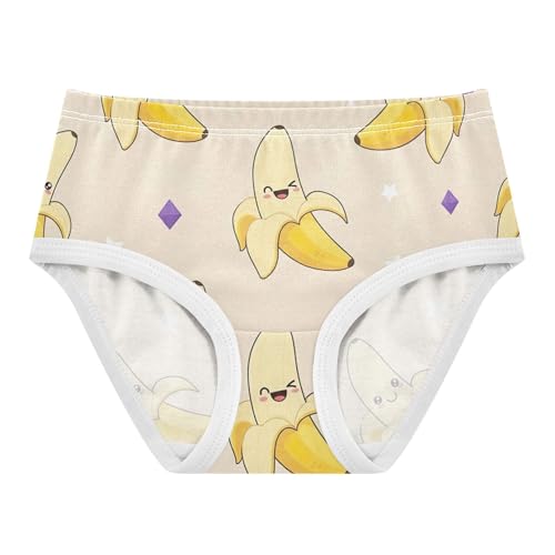 Cotton Toddler Underwear Floral Cute Cartoon Bananas Beige Girl Panties Cute Print Kids Undies Briefs 2t