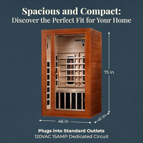 Dynamic Saunas Cardoba 2-Person Full Spectrum Infrared Sauna with Red Light Therapy & Bluetooth Speakers | Personal Indoor Dry Heat Sauna for Home & Gym – Made from Canadian Hemlock