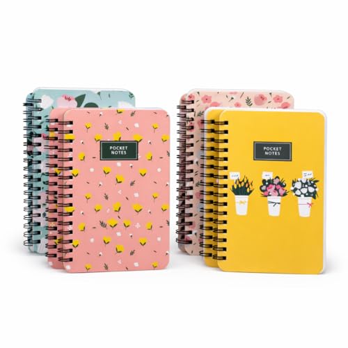 Image of mudrit Pocket Size Notebook, Small Spiral Diary, 120 Plain Pages, 90 GSM ideal for Gratitude List, Daily Goals Planner, To Do List Organiser, Size A6 (Pack of 8 - Pink, Blue, Peach & Yellow)