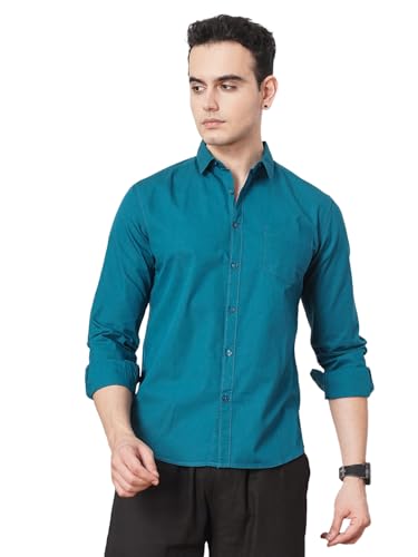 Image of The Indian Garage Co Men Slim Fit Solid Full Sleeves Cutaway Collar Casual Shirt