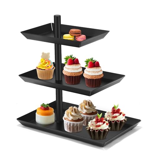 Neulriscn Alzata per Torta in Cartone, 3 Ripiani Cupcake Supporti per Tè Pomeridiano, Espositore per Dolci e Cupcake per Frutta, Cibo,Crostata Uova,Forniture Feste di Compleanno