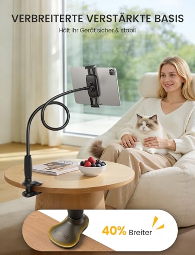 Lamicall Schwanenhals Tablet Halterung Bett - [Stabil unten, Flexibel oben] 85cm Bruchsicher iPad Ständer für Bett & Tisch, 360° verstellbare Tablethalterung für iPad Pro Air Mini, für Kindle, 4,7-13\