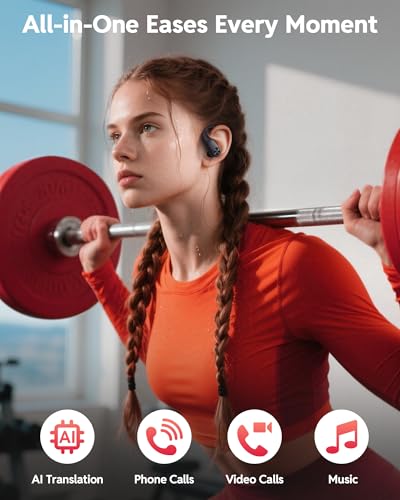 Image of PocBuds Bluetooth Headphones Wireless Earbuds 80hrs Playtime Wireless Charging Case Digital Display Sports Ear Buds with Earhook Deep Bass IPX7 Waterproof Over-Ear Earphones for TV Phone Laptop Black