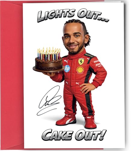 Lewis Hamilton Inspired Autograph Birthday Card Formula One Racing Fan Art Greeting Card Funny Motorsport Large C5 with Envelope F1 no2050