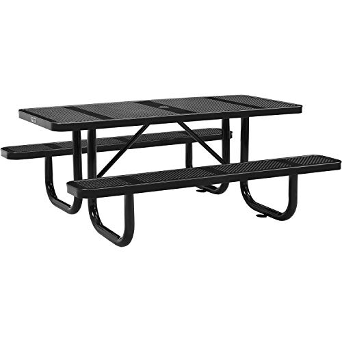 Global Industrial 72" Rectangular Perforated Metal Outdoor Picnic Table, Black #TOP11
