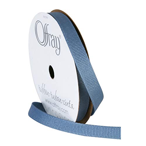 Offray 65433 3/8" Wide Grosgrain Ribbon, 3/8 Inch X 18 Feet, Antique Blue #TOP1
