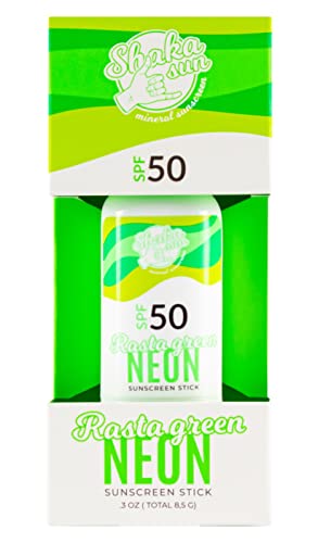 Shaka Sun - Mineralischer Sonnencreme I SPF 50+ I Sonnenschutz Stift I Natürliche Zinkoxid I für Kinder und Erwachsene I Gegen Alle Strahlenarten UVA und UVB I Wasserfest I NEON Grün