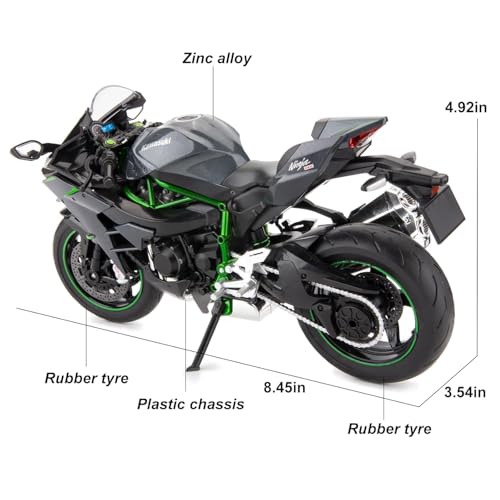 Image of Police Motorcycle Toy - Pull Back Motorcycle Toys, Tiny Gift with Music Lighting, Latte Motorcycles Toy for Kids Boys Age 3-8 Year Old [Black] (1:9 Scale Kawasaki Ninja H2R-Big)