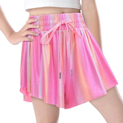 Shorts de borboleta para meninas, shorts atléticos esvoaçantes para meninas, saia 2 em 1 para roupas