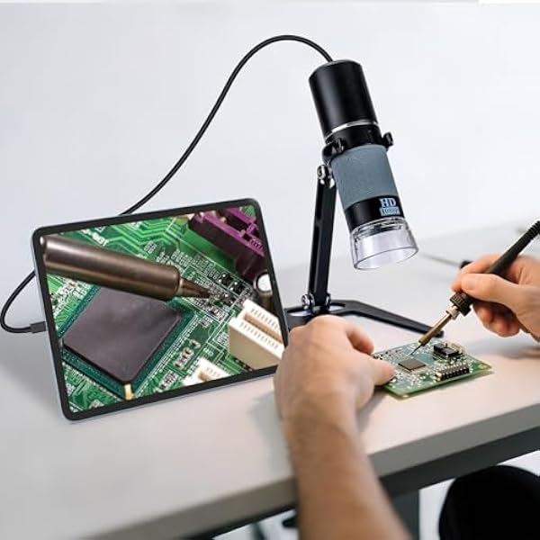 USB-микроскоп 1080P с металлической подставкой ручной цифровой микроскоп с 50-кратным увеличением совместимый с iPhone Android Windows Mac