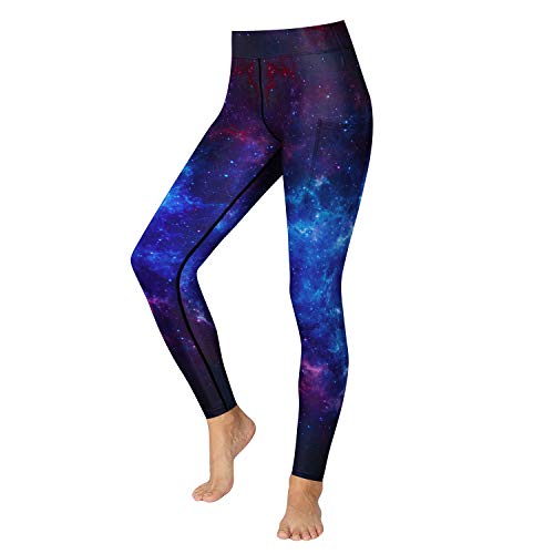 Yoga Pants for Women with Pockets High Waisted Sports Leggings Fitness Workout Tummy Control Blue Starry Sky XXXL