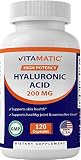 Vitamatic Hyaluronic Acid Supplements 200mg - Supports Healthy Connective Tissue and Joints - Promot