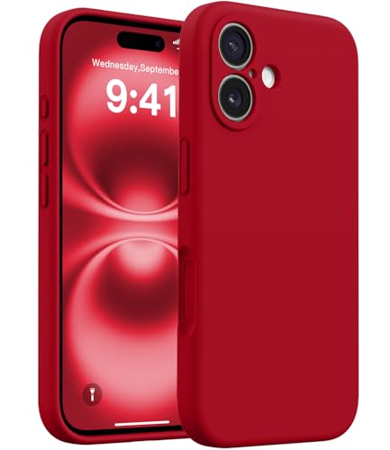 AOTESIER Magnetic for iPhone 16 Case, Silicone | Full Camera Protection | Integrated Camera Control Button | MagSafe Compatible | Anti-Scratch Microfiber Lining Phone Case, Red