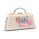 Oweisong Women's Evening Handbags Floral Wedding Evening Clutch Sparkling Flower Party Prom Bridal S