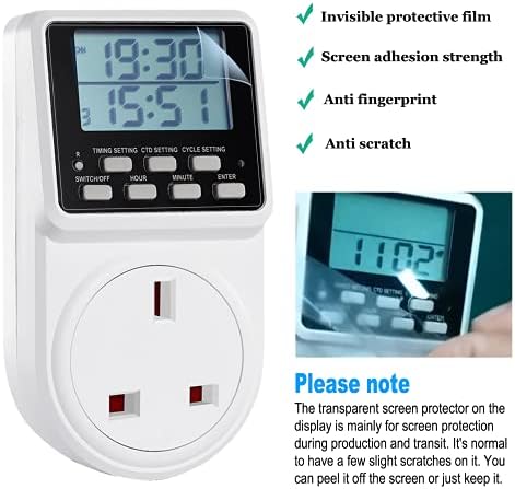 ORIDGET 24 Hour Digital Electric Timer Plug Socket with Countdown and On-Off Repeat Cycle Timer for Lights and Home Appliances, 13A / 240V