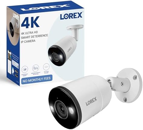 Lorex Outdoor 4K IP Add-On Metal Bullet Security Camera | NVR Add-On | Smart Motion Detection | 2-Way Talk | Color Night Vision | IP67 Waterproof | Proudly Canadian
