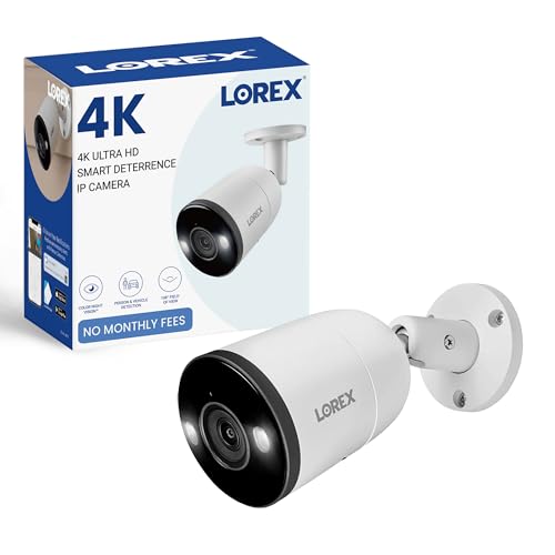 Lorex Outdoor 4K IP Add-On Metal Bullet Security Camera | NVR Add-On | Smart Motion Detection | 2-Way Talk | Color Night Vision | IP67 Waterproof | Requires Recorder